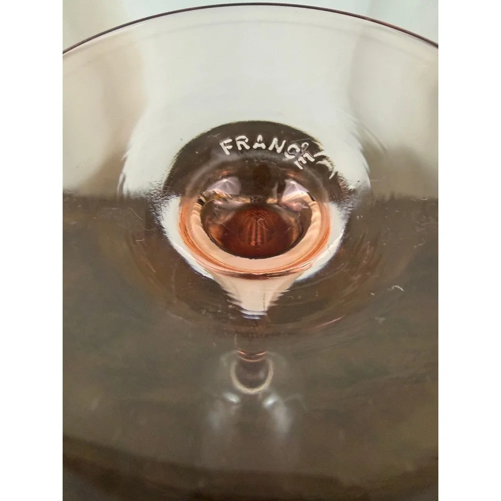 VTG 1980s Set of THREE Luminarc France Pink Stem Champagne‎ Flutes 9